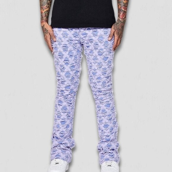 Valabasas Denim Jeans Evolved Distressed Stacked Purple M 29 - Picture 1 of 16